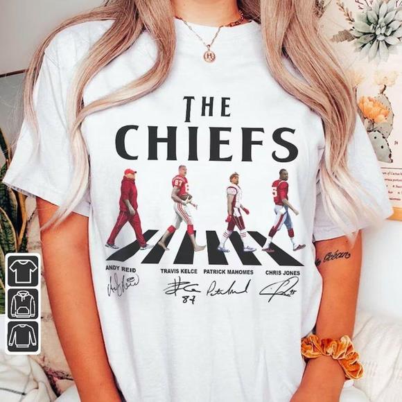 Other - Chiefs Walking Abbey Road Signatures Football Shirt, Andy Reid, Travis Kelce